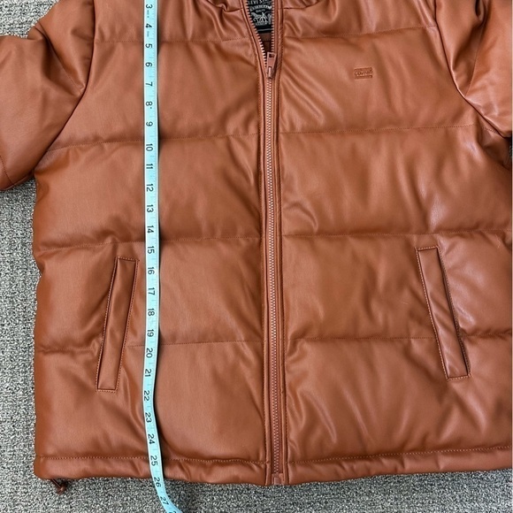 LEVI'S Faux Leather Puffer Jacket Sz XL Camel Brown - Picture 14 of 14